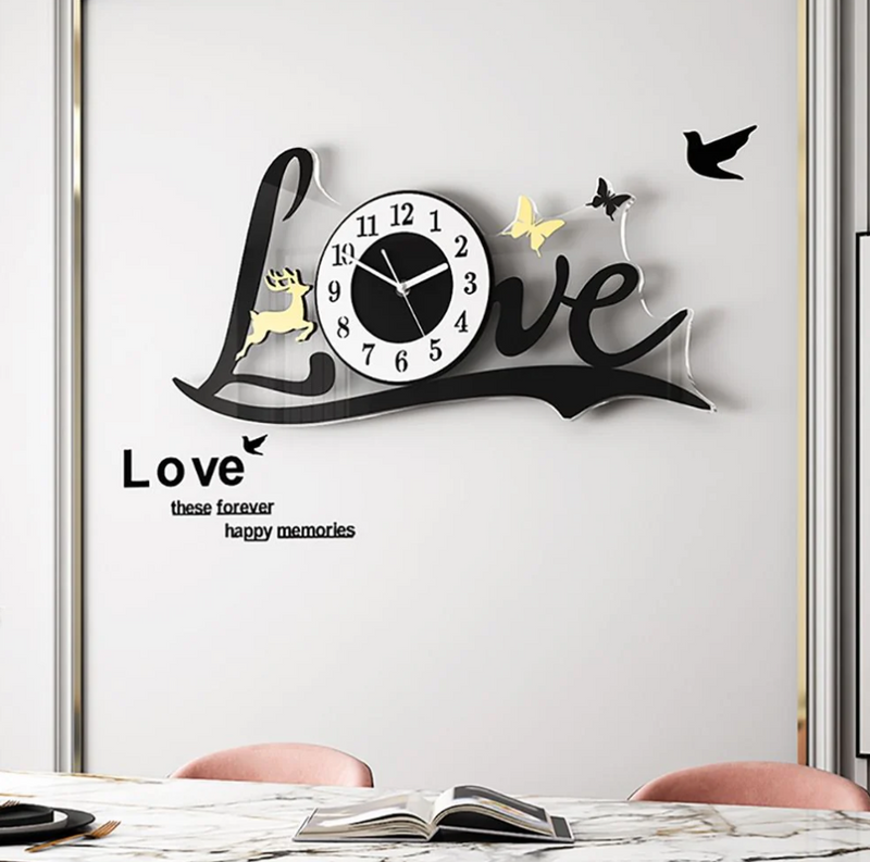 3D Love Wall Clock Acrylic Wall Decore